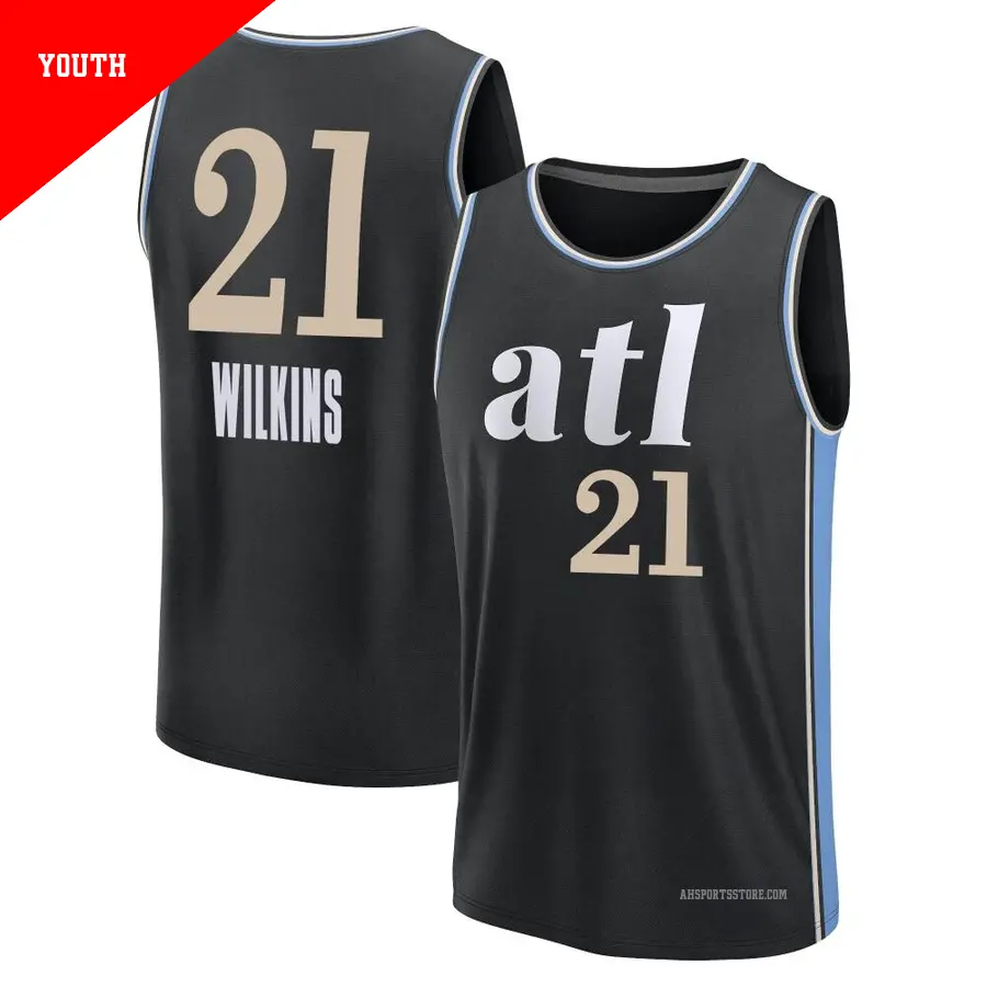 ＃21 Youth Dominique Wilkins Atlanta Hawks 2023/24 Fast Break Black City Edition Jersey