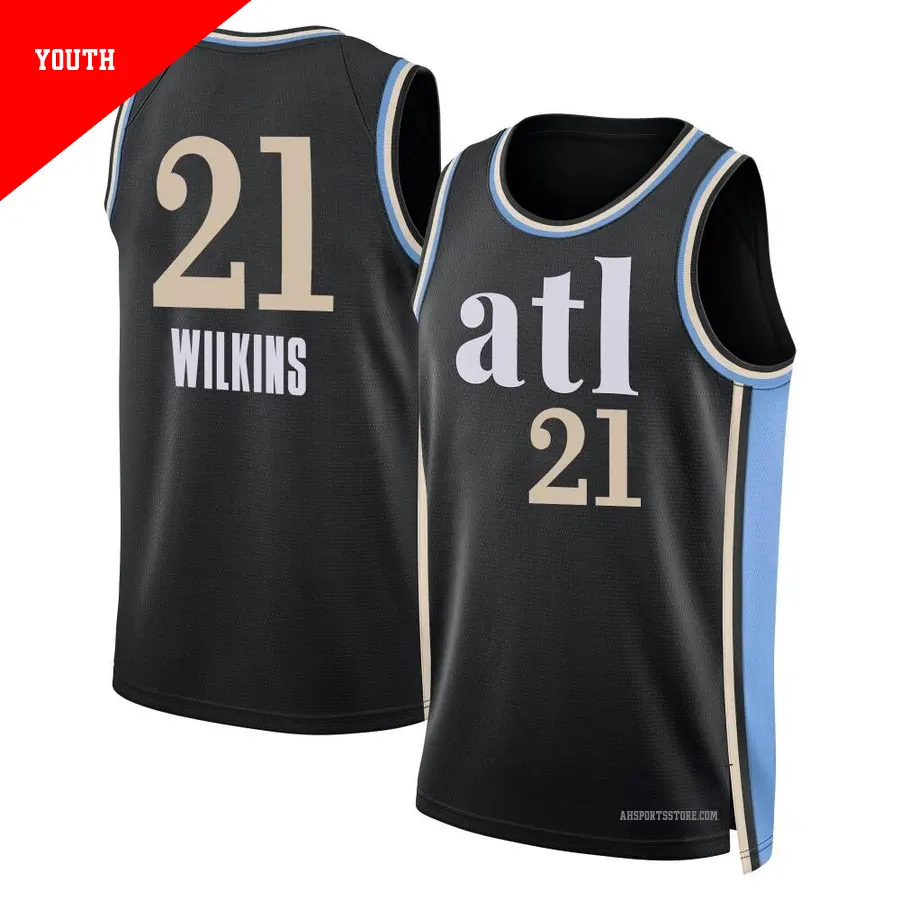 ＃21 Youth Dominique Wilkins Atlanta Hawks 2023/24 Swingman Black City Edition Jersey