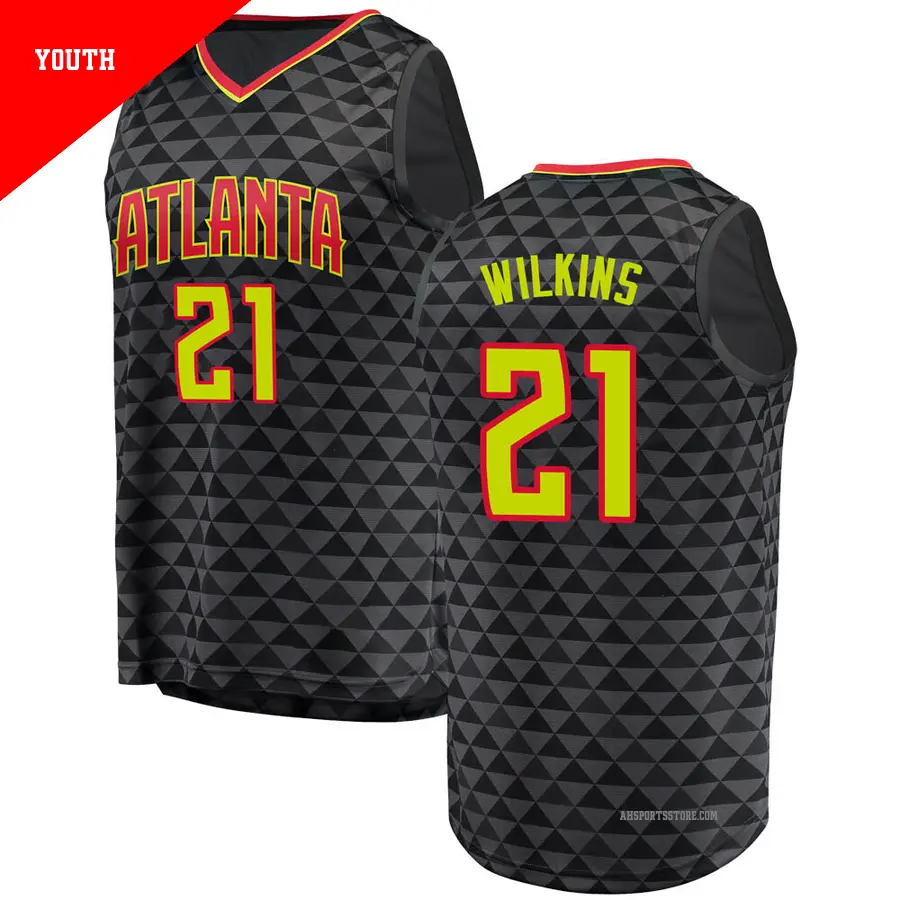 ＃21 Youth Dominique Wilkins Atlanta Hawks Black Fast Break Jersey Icon Edition