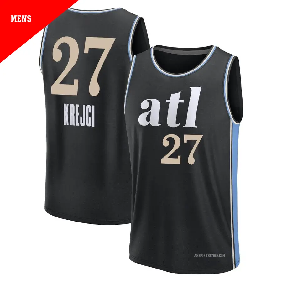 ＃27 Men's Vit Krejci Atlanta Hawks 2023/24 Fast Break Black City Edition Jersey