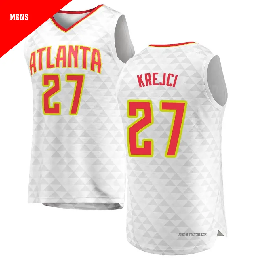 ＃27 Men's Vit Krejci Atlanta Hawks White Fast Break JerseyAssociation Edition