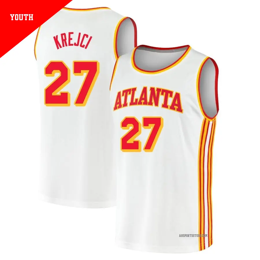 ＃27 Youth Vit Krejci Atlanta Hawks 2020/21 Fast Break White JerseyAssociation Edition