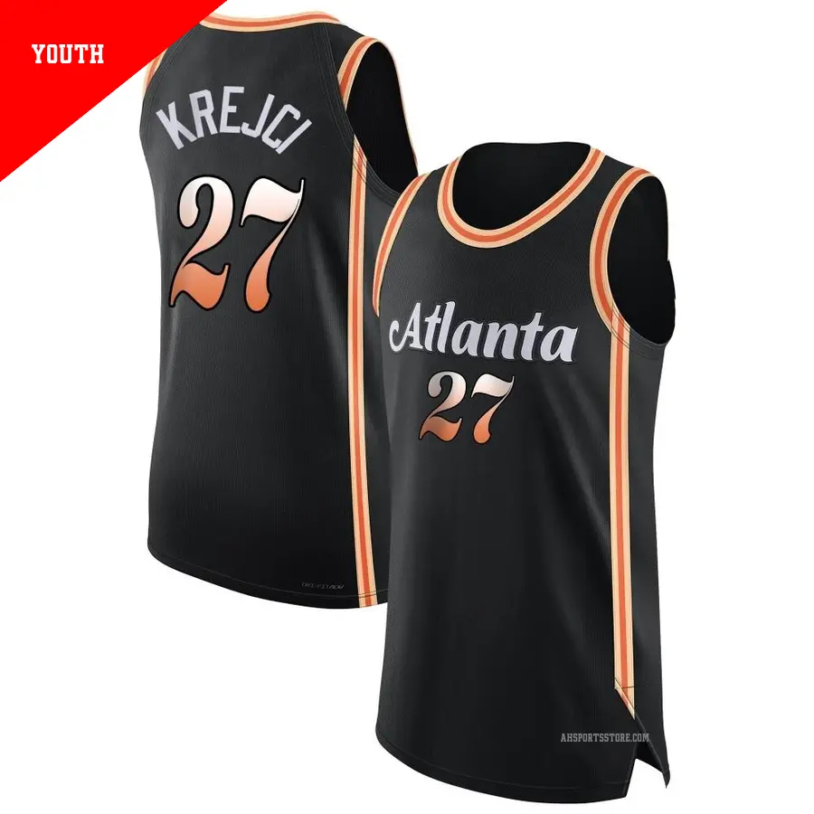 ＃27 Youth Vit Krejci Atlanta Hawks 2022/23 Authentic Black City Edition Jersey