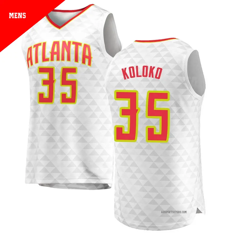 ＃35 Men's Christian Koloko Atlanta Hawks White Fast Break JerseyAssociation Edition
