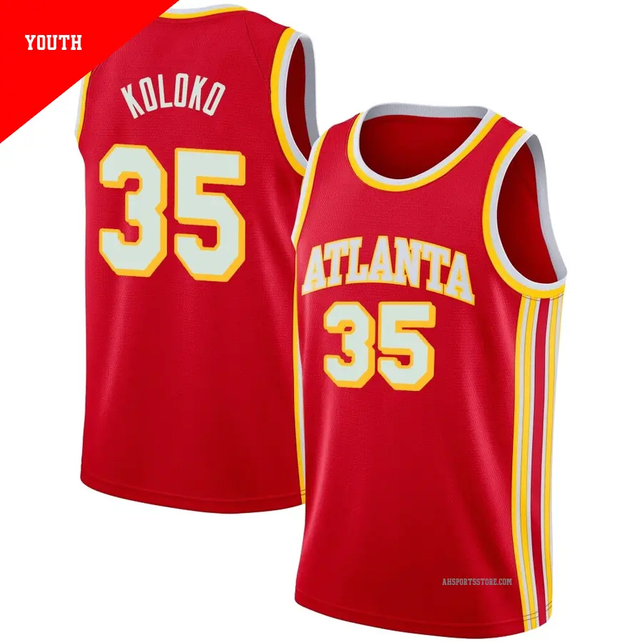 ＃35 Youth Christian Koloko Atlanta Hawks 2020/21 Swingman Red Jersey Icon Edition