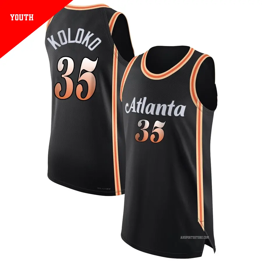 ＃35 Youth Christian Koloko Atlanta Hawks 2022/23 Authentic Black City Edition Jersey