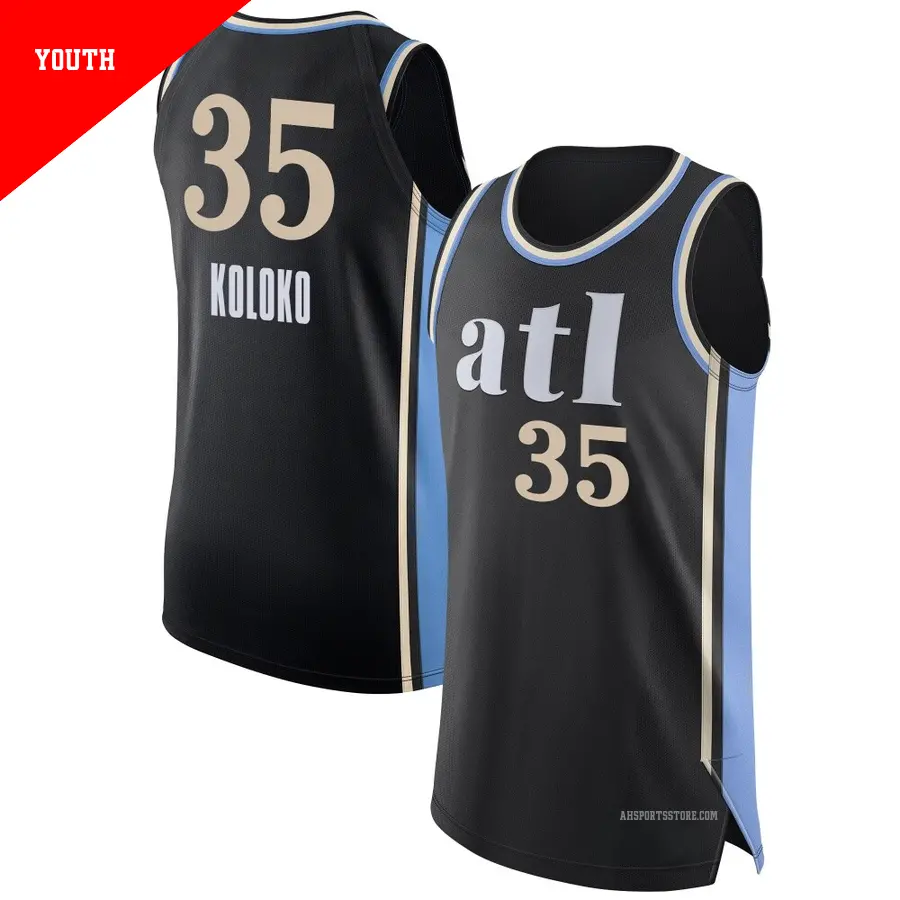 ＃35 Youth Christian Koloko Atlanta Hawks 2023/24 Authentic Black City Edition Jersey