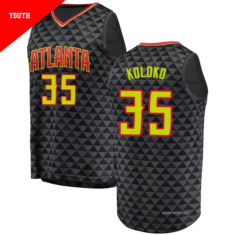 ＃35 Youth Christian Koloko Atlanta Hawks Black Fast Break Jersey Icon Edition