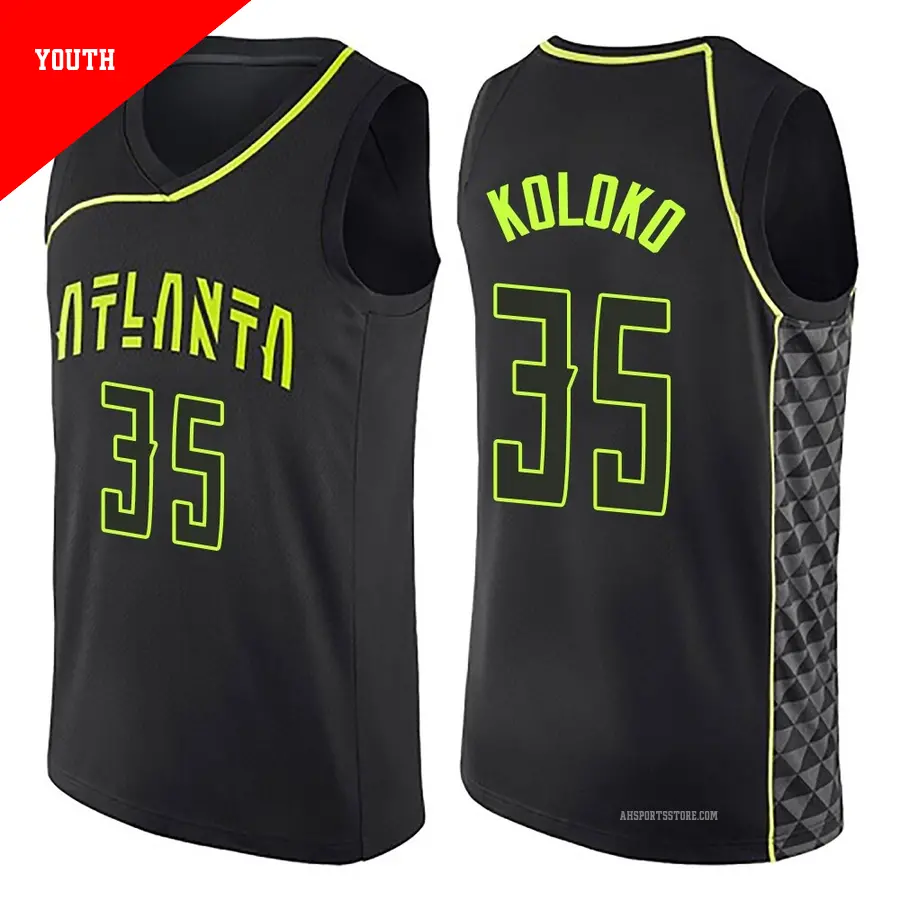 ＃35 Youth Christian Koloko Atlanta Hawks Black Swingman City Edition Jersey